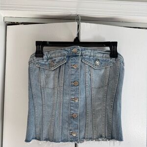 Zara Light Blue Button-Front Denim Mini Skirt
